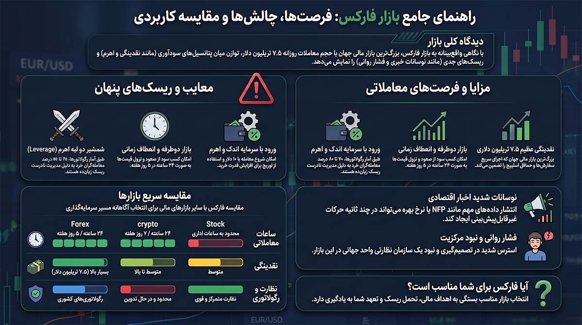 اینفوگرافی مزایا و معایب فارکس
